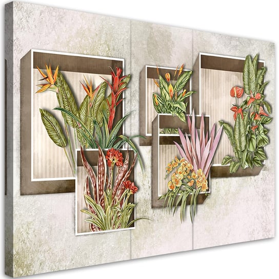 Feeby Obraz na płótnie, FEEBY Kwadratowe pudła półki z kwiatami 60x40 Feeby