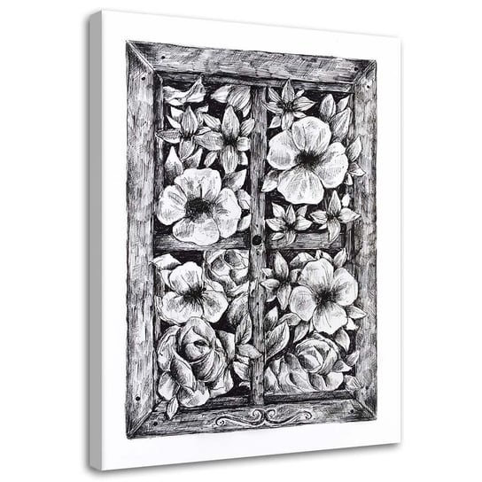 Feeby Obraz na płótnie, FEEBY Kwiaty za oknem - Jan Perit Kablan 40x60 Feeby
