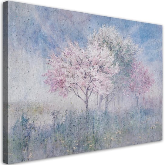 Feeby Obraz na płótnie, FEEBY Kwitnące drzewo na łące, stare wyblakłe 100x70 Feeby