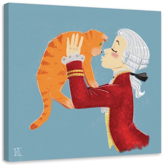 Feeby Obraz na płótnie, FEEBY Mężczyzna z rudym kotem - Daniela Herrera 30x30 Feeby