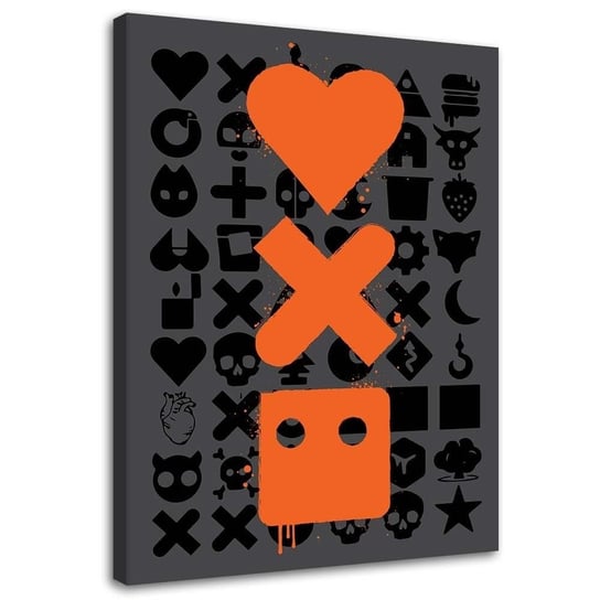 Feeby Obraz na płótnie, FEEBY Miłość Śmierć i roboty pomarańczowe loga - Dr.Monekers 40x60 Feeby