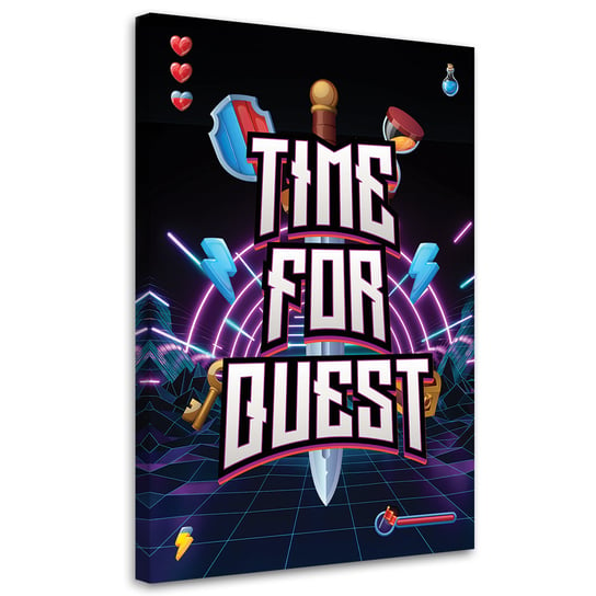 Feeby Obraz na płótnie, FEEBY Napis Time for quest dla graczy 60x90 Feeby