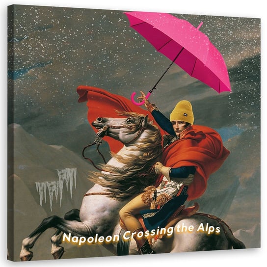 Feeby Obraz na płótnie, FEEBY Napoleon na koniu z parasolem - Bekir Ceylan 30x30 Feeby