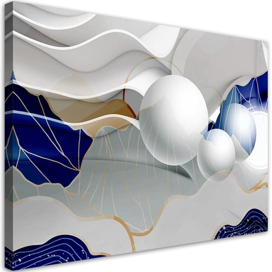 Feeby Obraz na płótnie, FEEBY Niebieska abstrakcja z kulami 3D 100x70 Feeby
