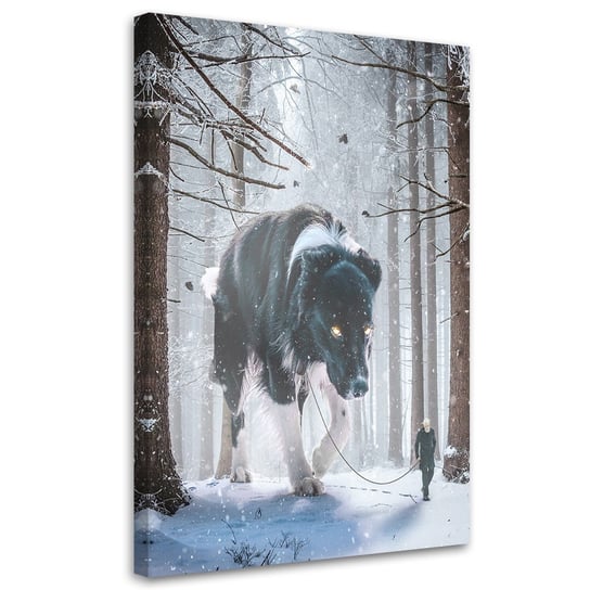 Feeby Obraz na płótnie, FEEBY Ogromny pies w zimowym lesie - Alex G Griffiths 40x60 Feeby