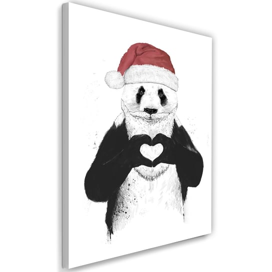 Feeby Obraz na płótnie, FEEBY Panda w stroju mikołaja - Balazs Solti 60x90 Feeby