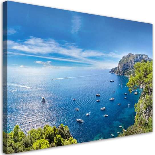 Feeby Obraz na płótnie, FEEBY Panorama wyspy Morze Statki 100x70 Feeby