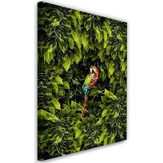 Feeby Obraz na płótnie, FEEBY Papuga w liściach - Rubiant 70x100 Feeby