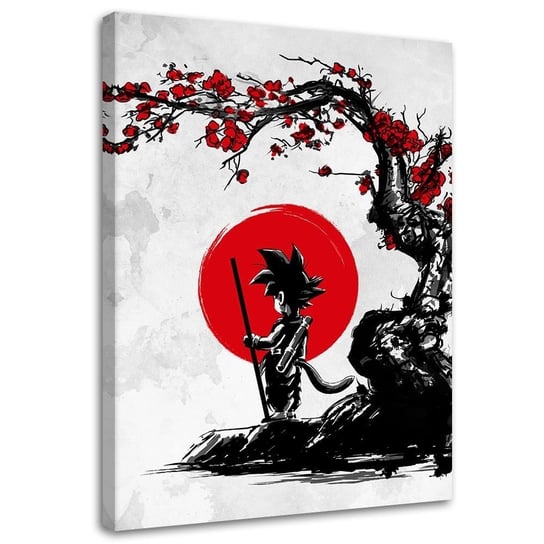 Feeby Obraz na płótnie, FEEBY Son Goku pod czerwonym drzewem wiśni - DDJVigo 40x60 Feeby