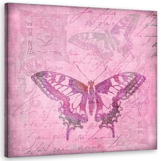 Feeby Obraz na płótnie, FEEBY Stary różowy pergamin i motyl - Andrea Haase 30x30 Feeby