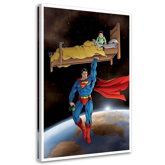 Feeby Obraz na płótnie, FEEBY Super-Man ratuje dziecko - Saqman 40x60 Feeby