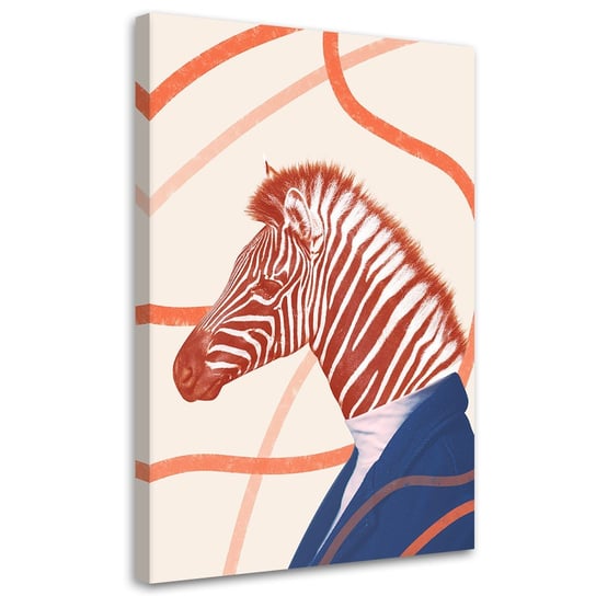 Feeby Obraz na płótnie, FEEBY Zebra Pomarańczowy Zwierzę Abstrakcja - Bryantama Art 60x90 Feeby