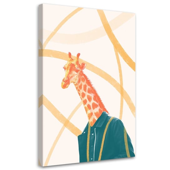 Feeby Obraz na płótnie, FEEBY Żyrafa Głowa Żółty Zwierzę Abstrakcja - Bryantama Art 40x60 Feeby