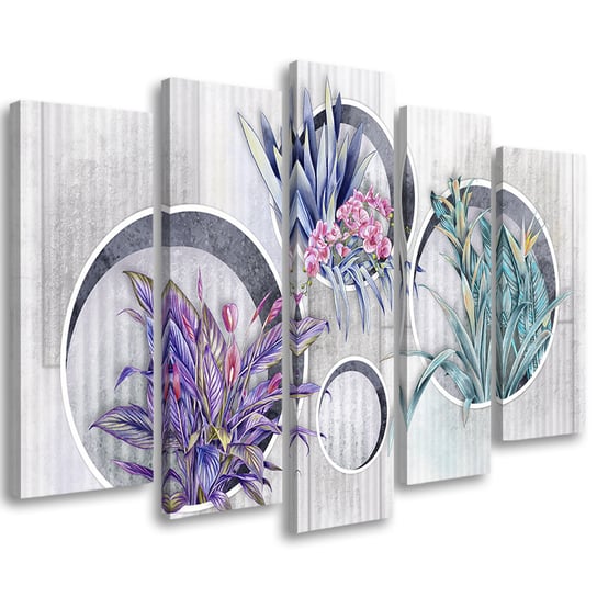Feeby Obraz pięcioczęściowy na płótnie, FEEBY Kwadratowe pudła półki z kwiatami 100x70 Feeby