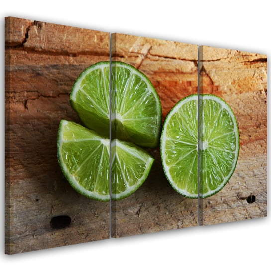 Feeby Obraz tryptyk na płótnie Jedzenie i napoje - Zielony 150x100 Feeby