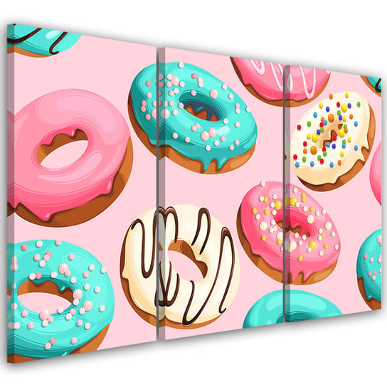 Feeby Obraz trzyczęściowy na płótnie, FEEBY Donuty Ciastka 150x100 Feeby