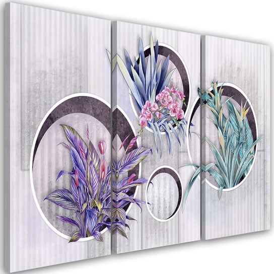 Feeby Obraz trzyczęściowy na płótnie, FEEBY Kwadratowe pudła półki z kwiatami 150x100 Feeby