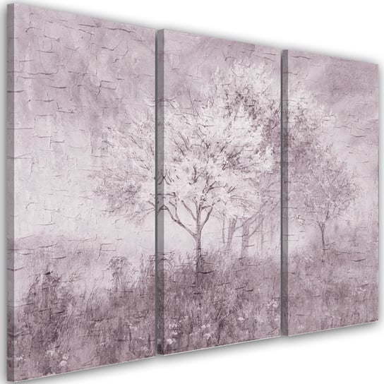 Feeby Obraz trzyczęściowy na płótnie, FEEBY Kwitnące drzewo na łące, stare czarno-białe 150x100 Feeby