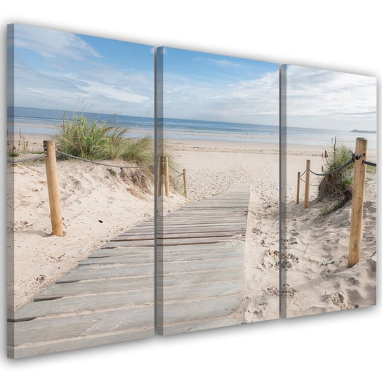 Feeby Obraz trzyczęściowy na płótnie, FEEBY Morze Plaża Widok 150x100 Feeby