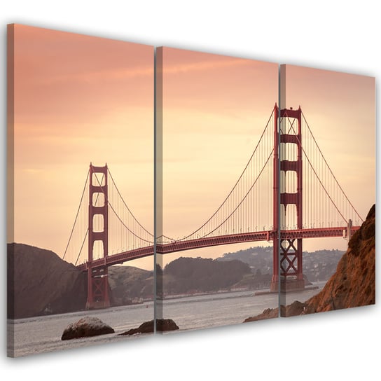 Feeby Obraz trzyczęściowy na płótnie, FEEBY Most San Francisco 150x100 Feeby