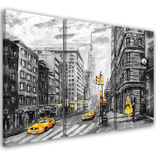 Feeby Obraz trzyczęściowy na płótnie, FEEBY Nowy Jork Taxi USA Akryl 150x100 Feeby