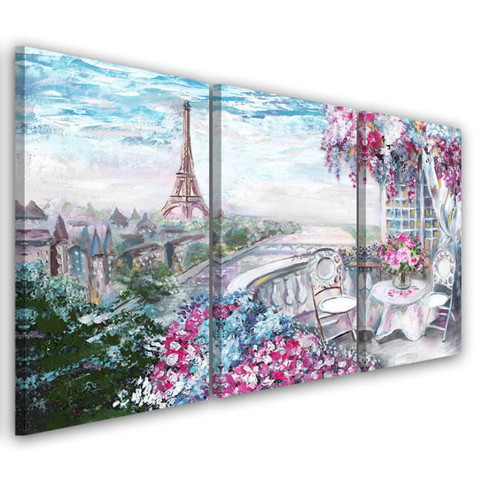 Feeby Obraz trzyczęściowy na płótnie, FEEBY Paryż Eiffla Pejzaż Pastel 150x100 Feeby