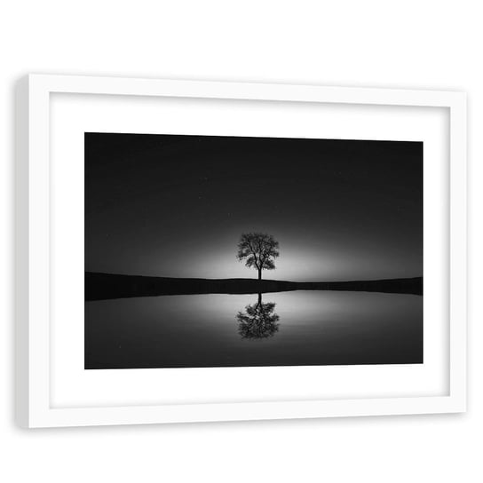 Feeby, Obraz w ramie białej, Drzewo pod gwieździstym niebem 2, 60x40 cm Feeby