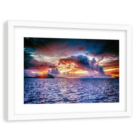 Feeby, Obraz w ramie białej, Niebo przed burzą 3, 60x40 cm Feeby