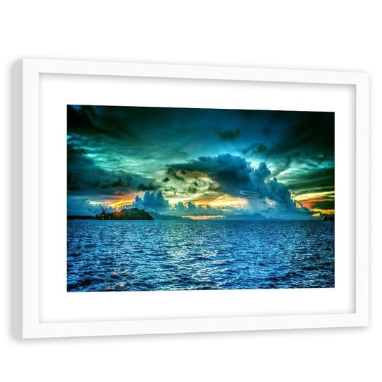 Feeby, Obraz w ramie białej, Niebo przed burzą 4, 60x40 cm Feeby