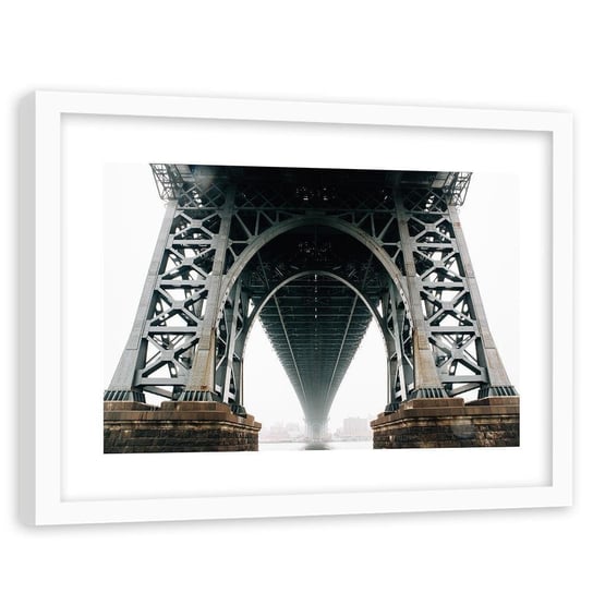 Feeby, Obraz w ramie białej, Pod Brooklyn Bridge, 60x40 cm Feeby
