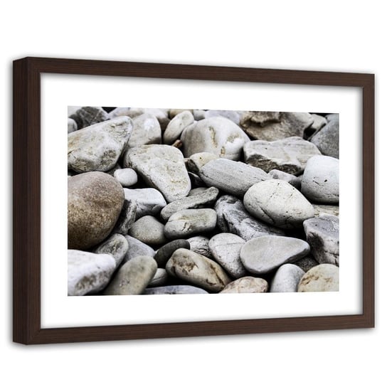 Feeby, Obraz w ramie brązowej, Płaskie kamieni, 60x40 cm Feeby