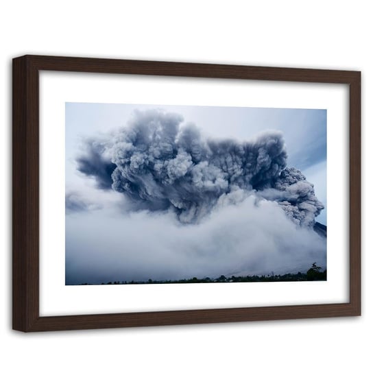 Feeby, Obraz w ramie brązowej, Wybuch wulkan, 60x40 cm Feeby