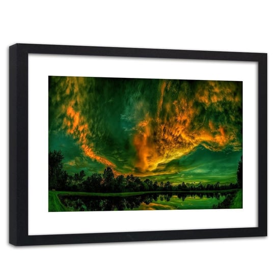 Feeby, Obraz w ramie czarnej, Chmury na niebie 4, 120x80 cm Feeby