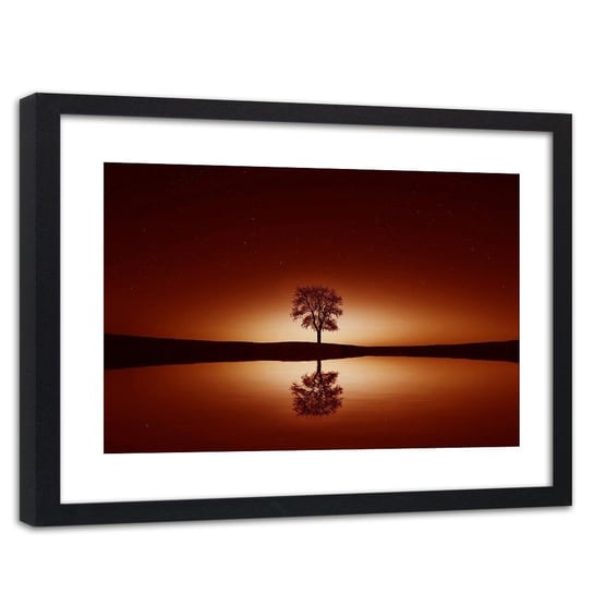 Feeby, Obraz w ramie czarnej, Drzewo pod gwieździstym niebem 4, 60x40 cm Feeby