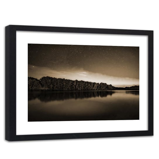 Feeby, Obraz w ramie czarnej, Gwiazdy nad jeziorem 1, 90x60 cm Feeby