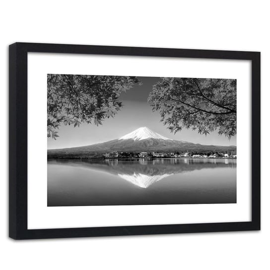 Feeby, Obraz w ramie czarnej, Japonia Góra fuji, 90x60 cm Feeby