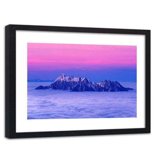 Feeby, Obraz w ramie czarnej, Szczyty ponad chmurami 3, 120x80 cm Feeby