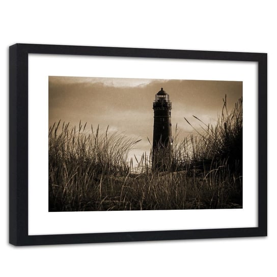 Feeby, Obraz w ramie czarnej, Widok na latarnię morską 1, 120x80 cm Feeby