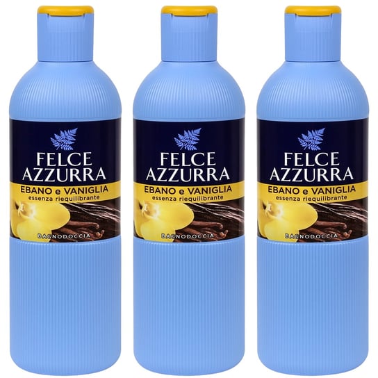 Felce Azzurra, Żel pod prysznic, Heban i wanilia, 3x650ml Felce Azzurra
