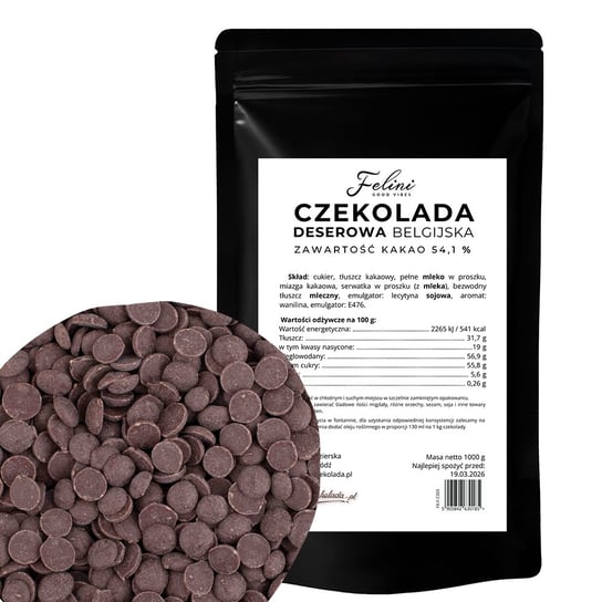 Felini czekolada deserowa belgiska 54,9% 1kg Inna marka
