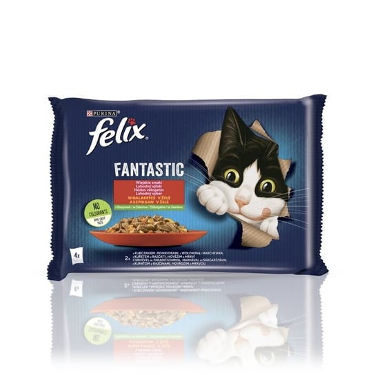 Felix Fantastic Adult Wybór Mięs z Warzywami w galaretce 85g x 4 (multipak x 1) Felix