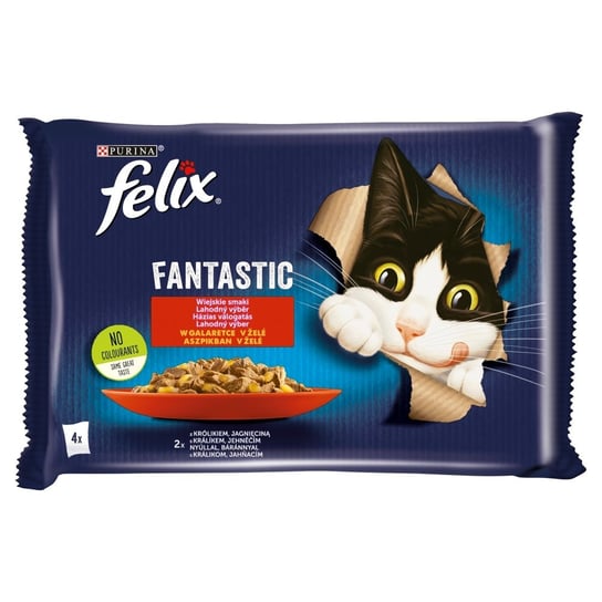 Felix Fantastic Karma Dla Kotów Wiejskie Smaki W Galaretce 340g (4x85g) Królik I Jagnięcina Felix
