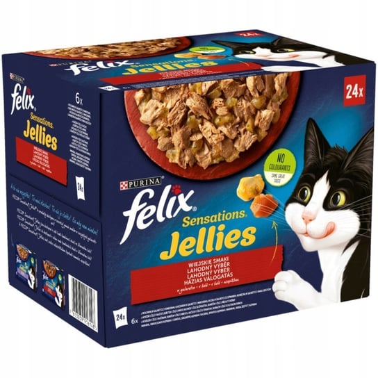 Felix Sensations Jellies Karma dla kotów wiejskie smaki w galaretce 24x85g Felix