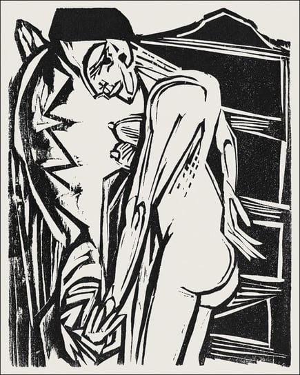 Female Nude Before a Cabinet, Ernst Ludwig Kirchner - plakat 59,4x84,1 cm Galeria Plakatu