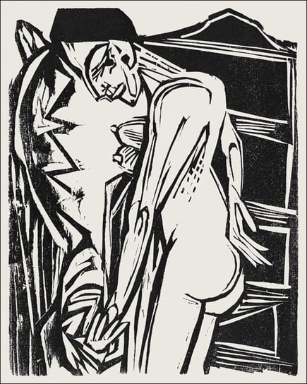 Female Nude Before a Cabinet, Ernst Ludwig Kirchner - plakat 70x100 cm Galeria Plakatu