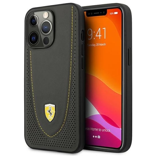 Ferrari etui obudowa case do iPhone 13 Pro / 13 6.1" czarny/black hardcase Leather Curved Line Ferrari