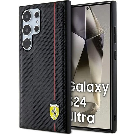 Ferrari etui pokrowiec obudowa do Samsung Galaxy S24 Ultra S928 czarny/black hardcase Carbon Printed Line Ferrari