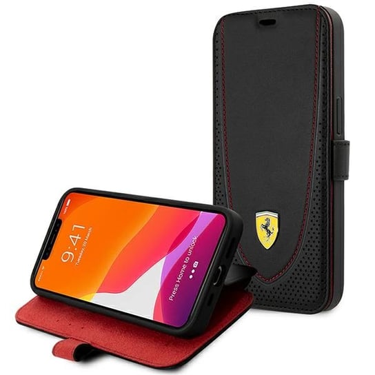 Ferrari Feflbkp13Lrgok Iphone 13 Pro 6.1" Czarny/Black Book Leather Curved Line Ferrari