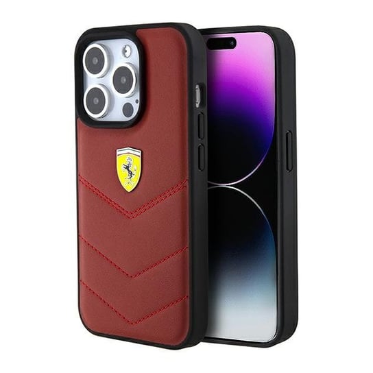 Ferrari FEHCP15LRDUR iPhone 15 Pro 6.1" czerwony/red hardcase Leather Stitched Lines Ferrari
