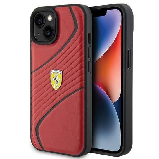 Ferrari FEHCP15SPTWR etui obudowa do iPhone 15 6.1" czerwony/red hardcase Twist Metal Logo Ferrari